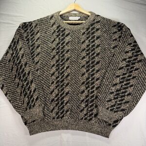 Vintage Grandpa Sweater Mens Big Man 2X Big Geometric Knit JJ Cochran Cabincore